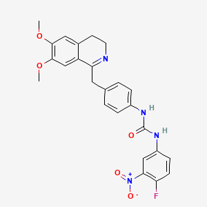 molecular formula C25H23FN4O5 B2882923 1-[4-[(6,7-Dimethoxy-3,4-dihydroisoquinolin-1-yl)methyl]phenyl]-3-(4-fluoro-3-nitrophenyl)urea CAS No. 1023474-24-9