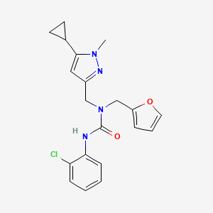 molecular formula C20H21ClN4O2 B2882961 3-(2-氯苯基)-1-((5-环丙基-1-甲基-1H-吡唑-3-基)甲基)-1-(呋喃-2-基甲基)脲 CAS No. 1798516-86-5