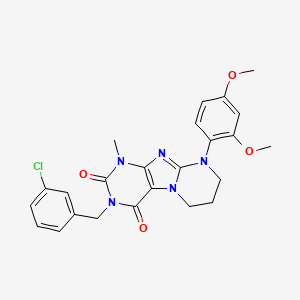 molecular formula C24H24ClN5O4 B2882965 3-[(3-chlorophenyl)methyl]-9-(2,4-dimethoxyphenyl)-1-methyl-7,8-dihydro-6H-purino[7,8-a]pyrimidine-2,4-dione CAS No. 872628-24-5