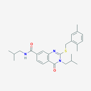 molecular formula C26H33N3O2S B2882966 2-((2,5-dimethylbenzyl)thio)-N,3-diisobutyl-4-oxo-3,4-dihydroquinazoline-7-carboxamide CAS No. 1115314-19-6