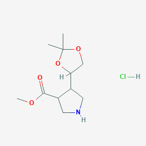 Methyl 4-(2,2-dimethyl-1,3-dioxolan-4-yl)pyrrolidine-3-carboxylate;hydrochloride