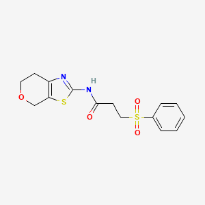 molecular formula C15H16N2O4S2 B2882981 N-(6,7-dihydro-4H-pyrano[4,3-d]thiazol-2-yl)-3-(phenylsulfonyl)propanamide CAS No. 1396859-65-6