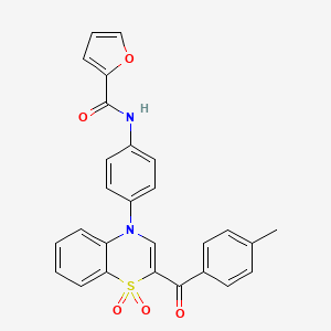 N-{4-[2-(4-methylbenzoyl)-1,1-dioxido-4H-1,4-benzothiazin-4-yl]phenyl}-2-furamide