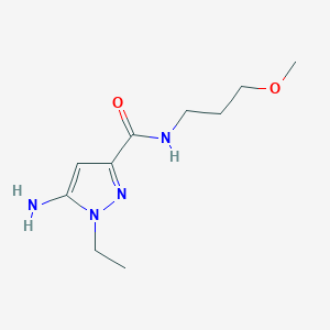 molecular formula C10H18N4O2 B2882990 5-amino-1-ethyl-N-(3-methoxypropyl)-1H-pyrazole-3-carboxamide CAS No. 1856045-28-7