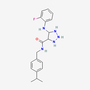 molecular formula C19H20FN5O B2883000 5-[(2-fluorophenyl)amino]-N-{[4-(propan-2-yl)phenyl]methyl}-1H-1,2,3-triazole-4-carboxamide CAS No. 1291858-22-4