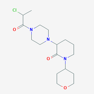 molecular formula C17H28ClN3O3 B2883004 3-[4-(2-Chloropropanoyl)piperazin-1-yl]-1-(oxan-4-yl)piperidin-2-one CAS No. 2411194-65-3