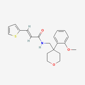 molecular formula C20H23NO3S B2883016 (E)-N-((4-(2-methoxyphenyl)tetrahydro-2H-pyran-4-yl)methyl)-3-(thiophen-2-yl)acrylamide CAS No. 1331413-97-8
