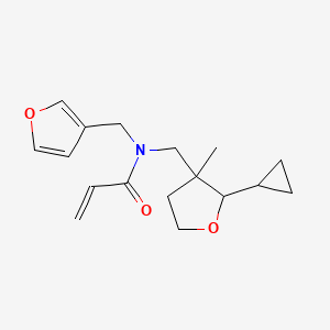 molecular formula C17H23NO3 B2883029 N-[(2-Cyclopropyl-3-methyloxolan-3-yl)methyl]-N-(furan-3-ylmethyl)prop-2-enamide CAS No. 2411302-79-7