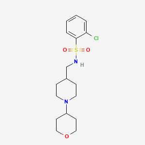 molecular formula C17H25ClN2O3S B2883034 2-chloro-N-{[1-(oxan-4-yl)piperidin-4-yl]methyl}benzene-1-sulfonamide CAS No. 2034481-47-3