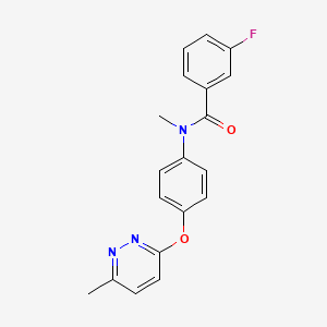 molecular formula C19H16FN3O2 B2883039 3-fluoro-N-methyl-N-(4-((6-methylpyridazin-3-yl)oxy)phenyl)benzamide CAS No. 1207031-77-3