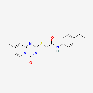 molecular formula C18H18N4O2S B2883041 N-(4-ethylphenyl)-2-(8-methyl-4-oxopyrido[1,2-a][1,3,5]triazin-2-yl)sulfanylacetamide CAS No. 896329-33-2