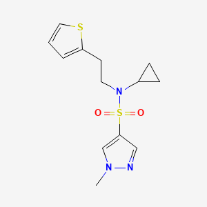 molecular formula C13H17N3O2S2 B2883042 N-环丙基-1-甲基-N-(2-(噻吩-2-基)乙基)-1H-吡唑-4-磺酰胺 CAS No. 1797213-04-7