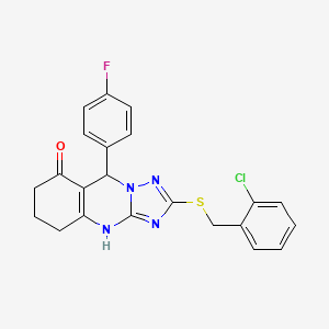 2-((2-chlorobenzyl)thio)-9-(4-fluorophenyl)-5,6,7,9-tetrahydro-[1,2,4]triazolo[5,1-b]quinazolin-8(4H)-one