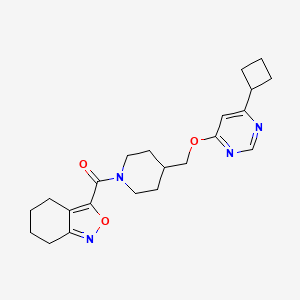 molecular formula C22H28N4O3 B2883057 (4-(((6-环丁基嘧啶-4-基)氧基)甲基)哌啶-1-基)(4,5,6,7-四氢苯并[c]异恶唑-3-基)甲苯酮 CAS No. 2310205-31-1