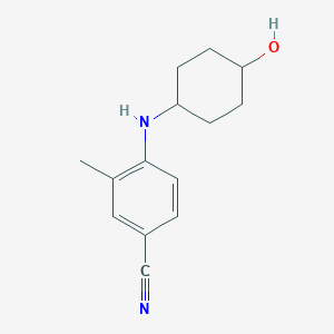molecular formula C14H18N2O B2883060 4-[(4-Hydroxycyclohexyl)amino]-3-methylbenzonitrile CAS No. 1178262-47-9