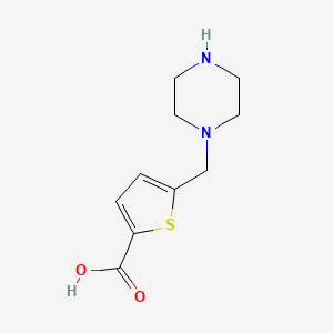molecular formula C10H14N2O2S B2883068 5-(哌嗪-1-基甲基)噻吩-2-羧酸 CAS No. 1174868-30-4