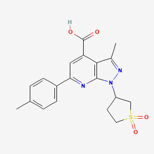 molecular formula C19H19N3O4S B2883069 1-(1,1-dioxidotetrahydrothiophen-3-yl)-3-methyl-6-(4-methylphenyl)-1H-pyrazolo[3,4-b]pyridine-4-carboxylic acid CAS No. 1105193-67-6