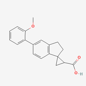 molecular formula C19H18O3 B2883071 6-(2-甲氧基苯基)螺[1,2-二氢茚满-3,2'-环丙烷]-1'-羧酸 CAS No. 2241127-84-2