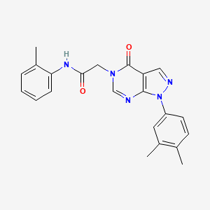 molecular formula C22H21N5O2 B2883073 2-[1-(3,4-dimethylphenyl)-4-oxo-1H,4H,5H-pyrazolo[3,4-d]pyrimidin-5-yl]-N-(2-methylphenyl)acetamide CAS No. 852451-24-2