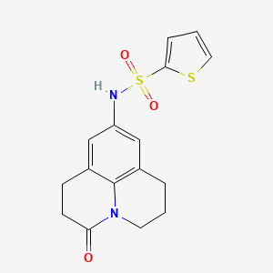 molecular formula C16H16N2O3S2 B2883077 N-(3-oxo-1,2,3,5,6,7-hexahydropyrido[3,2,1-ij]quinolin-9-yl)thiophene-2-sulfonamide CAS No. 903251-49-0