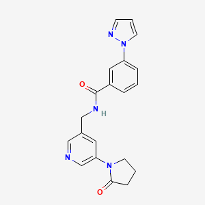 N-{[5-(2-oxopyrrolidin-1-yl)pyridin-3-yl]methyl}-3-(1H-pyrazol-1-yl)benzamide