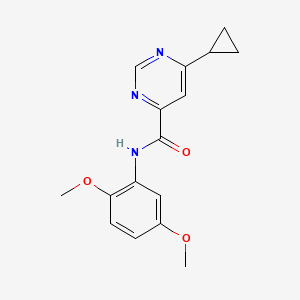 molecular formula C16H17N3O3 B2883082 6-Cyclopropyl-N-(2,5-dimethoxyphenyl)pyrimidine-4-carboxamide CAS No. 2415488-38-7