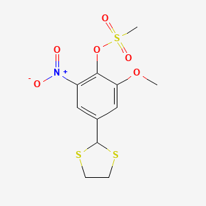 molecular formula C11H13NO6S3 B2883092 4-(1,3-Dithiolan-2-yl)-2-methoxy-6-nitrophenyl methanesulfonate CAS No. 331460-98-1