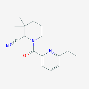 1-(6-Ethylpyridine-2-carbonyl)-3,3-dimethylpiperidine-2-carbonitrile