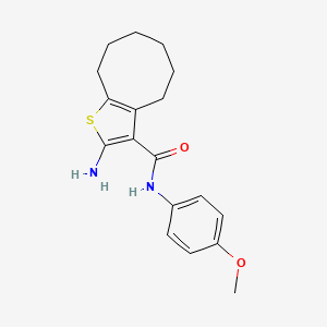 molecular formula C18H22N2O2S B2883103 2-amino-N-(4-methoxyphenyl)-4,5,6,7,8,9-hexahydrocycloocta[b]thiophene-3-carboxamide CAS No. 774575-35-8