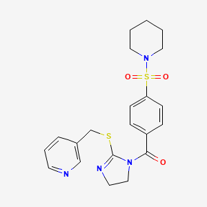 3-[({1-[4-(piperidine-1-sulfonyl)benzoyl]-4,5-dihydro-1H-imidazol-2-yl}sulfanyl)methyl]pyridine