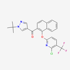 molecular formula C24H19ClF3N3O2 B2883111 [1-(tert-butyl)-1H-pyrazol-4-yl](1-{[6-chloro-5-(trifluoromethyl)-2-pyridinyl]oxy}-2-naphthyl)methanone CAS No. 956977-43-8