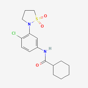 molecular formula C16H21ClN2O3S B2883120 N-(4-chloro-3-(1,1-dioxidoisothiazolidin-2-yl)phenyl)cyclohexanecarboxamide CAS No. 941886-90-4