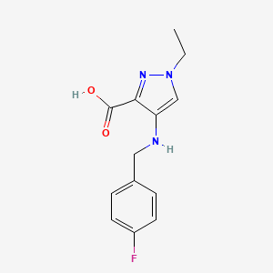 molecular formula C13H14FN3O2 B2883121 1-Ethyl-4-((4-fluorobenzyl)amino)-1H-pyrazole-3-carboxylic acid CAS No. 1006956-59-7