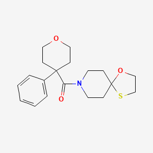 molecular formula C19H25NO3S B2883123 (4-phenyltetrahydro-2H-pyran-4-yl)(1-oxa-4-thia-8-azaspiro[4.5]decan-8-yl)methanone CAS No. 1351613-41-6