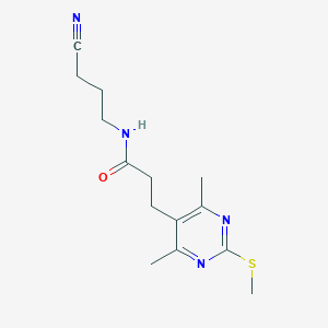 molecular formula C14H20N4OS B2883125 N-(3-cyanopropyl)-3-[4,6-dimethyl-2-(methylsulfanyl)pyrimidin-5-yl]propanamide CAS No. 1797107-16-4