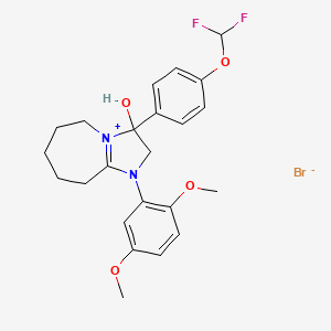 molecular formula C23H27BrF2N2O4 B2883129 3-(4-(difluoromethoxy)phenyl)-1-(2,5-dimethoxyphenyl)-3-hydroxy-3,5,6,7,8,9-hexahydro-2H-imidazo[1,2-a]azepin-1-ium bromide CAS No. 483966-40-1