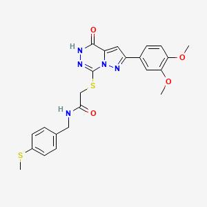 molecular formula C23H23N5O4S2 B2883134 2-((8-(3,4-dimethoxyphenyl)-(oxo)dihydropyrazolo[1,5-d][1,2,4]triazin-2-yl)thio)-N-(4-(methylthio)benzyl)acetamide CAS No. 1223982-62-4