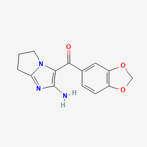 molecular formula C14H13N3O3 B2883137 (2-amino-6,7-dihydro-5H-pyrrolo[1,2-a]imidazol-3-yl)(1,3-benzodioxol-5-yl)methanone CAS No. 924858-89-9