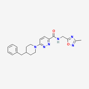 molecular formula C21H24N6O2 B2883141 6-(4-benzylpiperidin-1-yl)-N-((3-methyl-1,2,4-oxadiazol-5-yl)methyl)pyridazine-3-carboxamide CAS No. 1396791-39-1