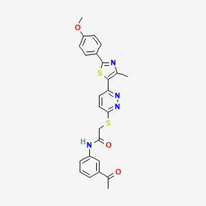 molecular formula C25H22N4O3S2 B2883146 N-(3-acetylphenyl)-2-((6-(2-(4-methoxyphenyl)-4-methylthiazol-5-yl)pyridazin-3-yl)thio)acetamide CAS No. 954697-22-4