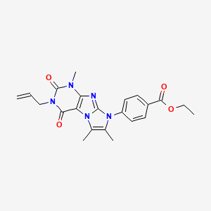 molecular formula C22H23N5O4 B2883148 Ethyl 4-(4,7,8-trimethyl-1,3-dioxo-2-prop-2-enylpurino[7,8-a]imidazol-6-yl)benzoate CAS No. 896322-10-4