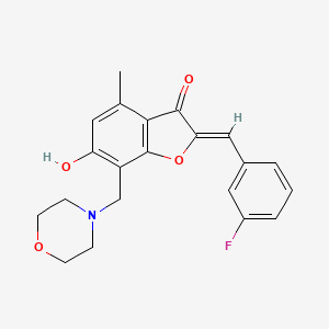 molecular formula C21H20FNO4 B2883149 (Z)-2-(3-fluorobenzylidene)-6-hydroxy-4-methyl-7-(morpholinomethyl)benzofuran-3(2H)-one CAS No. 903853-43-0