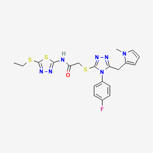 N-(5-ethylsulfanyl-1,3,4-thiadiazol-2-yl)-2-[[4-(4-fluorophenyl)-5-[(1-methylpyrrol-2-yl)methyl]-1,2,4-triazol-3-yl]sulfanyl]acetamide