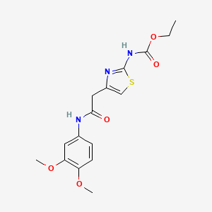 molecular formula C16H19N3O5S B2883163 Ethyl (4-(2-((3,4-dimethoxyphenyl)amino)-2-oxoethyl)thiazol-2-yl)carbamate CAS No. 946284-88-4