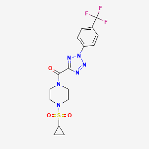 molecular formula C16H17F3N6O3S B2883175 (4-(环丙基磺酰基)哌嗪-1-基)(2-(4-(三氟甲基)苯基)-2H-四唑-5-基)甲酮 CAS No. 1396715-47-1