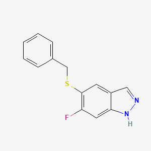 molecular formula C14H11FN2S B2883177 5-(benzylthio)-6-fluoro-1H-indazole CAS No. 1608480-95-0