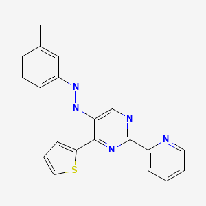 molecular formula C20H15N5S B2883179 5-[2-(3-Methylphenyl)diazenyl]-2-(2-pyridinyl)-4-(2-thienyl)pyrimidine CAS No. 339279-58-2