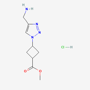 molecular formula C9H15ClN4O2 B2883189 Methyl 3-[4-(aminomethyl)triazol-1-yl]cyclobutane-1-carboxylate;hydrochloride CAS No. 2361598-96-9