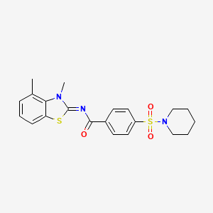 molecular formula C21H23N3O3S2 B2883192 N-(3,4-dimethyl-1,3-benzothiazol-2-ylidene)-4-piperidin-1-ylsulfonylbenzamide CAS No. 850910-89-3