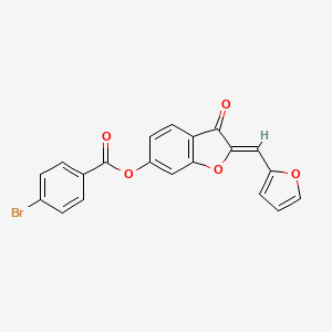 molecular formula C20H11BrO5 B2883194 (Z)-2-(furan-2-ylmethylene)-3-oxo-2,3-dihydrobenzofuran-6-yl 4-bromobenzoate CAS No. 622366-51-2